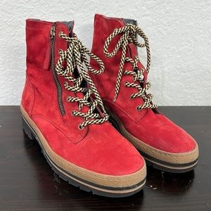 Paul Green 5 red sued combat boots
